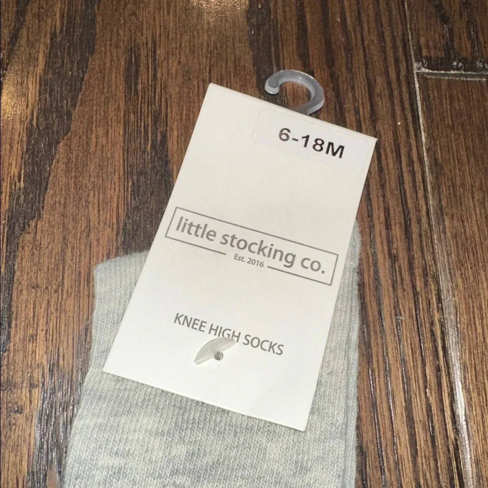 Little Stocking Co. Gray Knee High Socks Lace Trim 6-18 months new with tags